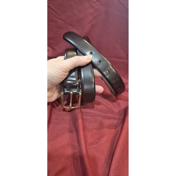 Made In Italy Mens 36 Brown With Gold Dress Belt Italian Leather 1 Inch READ
