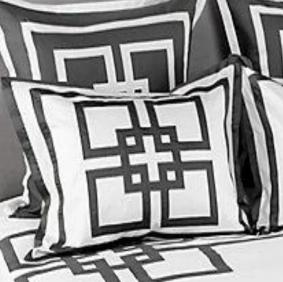 Z Gallerie Paramount King Pillow Sham Set Cotton Geometric Gray & White 21