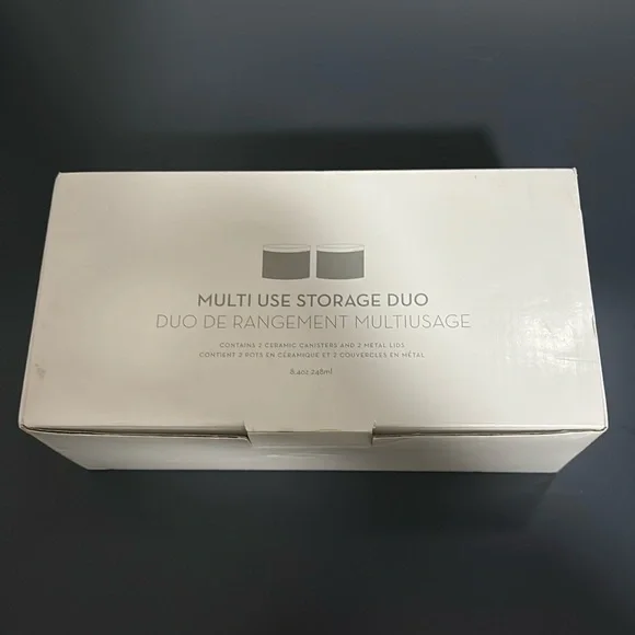 New In Box Z Gallerie Canisters Storage Duo Set Of 2 Black Ceramic Gold Lid