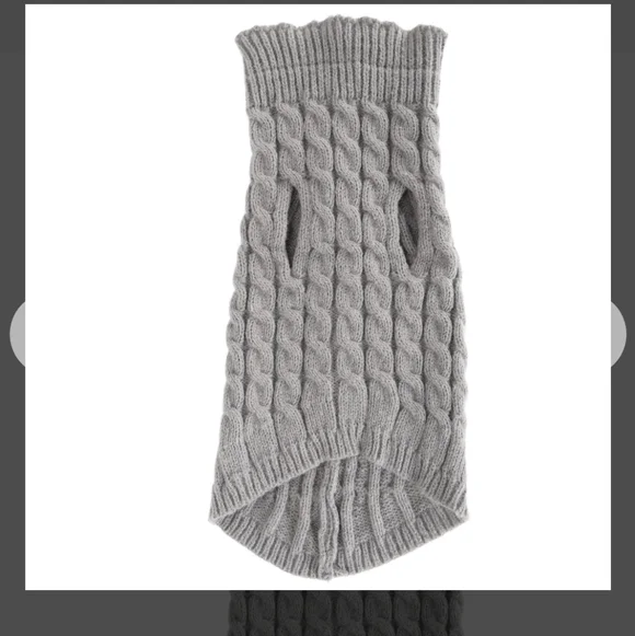 Sz M Grey Cable Knit Cat Pullover Sweater