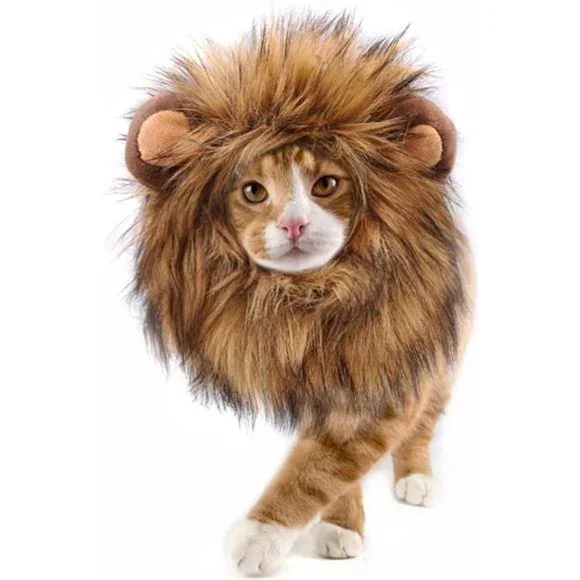 Lion Mane Wig for Cats | Furry Pet Clothing Accessories | Size M