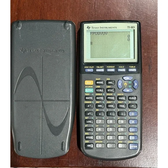 Texas Instruments TI-83 Plus Black Graphing Calculator Cover Works and Tested
