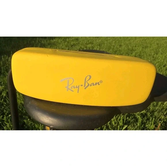 RAY-BAN Eyeglass Sunglass Case Hard Shell Vibrant YELLOW Flip Top Red Interior