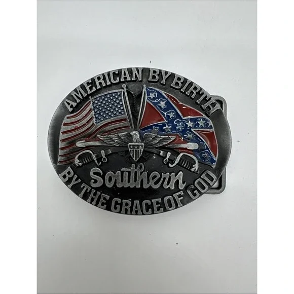 Southern American Grace Of God Vintage Belt Buckle Metal Eagle Flags‎