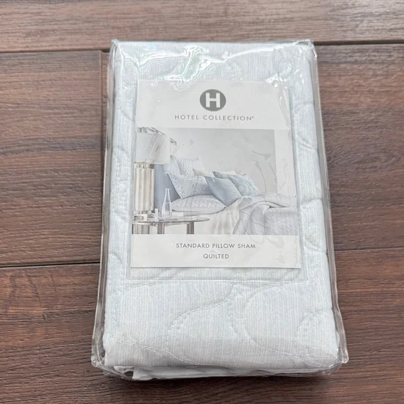 Hotel Collection Quilted Pillow Sham Cover-Light Blue set of 2 zipper closure.