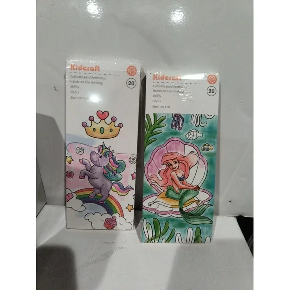 NEW! Lot Of 2 Kidcraft Water Paint Book for Kids Activity Mermaid & Unicorn