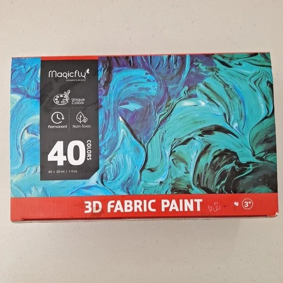 Magicfly 3D Fabric Permanent Paint 40 Color, Puffy Paint 1 Fl Oz A112