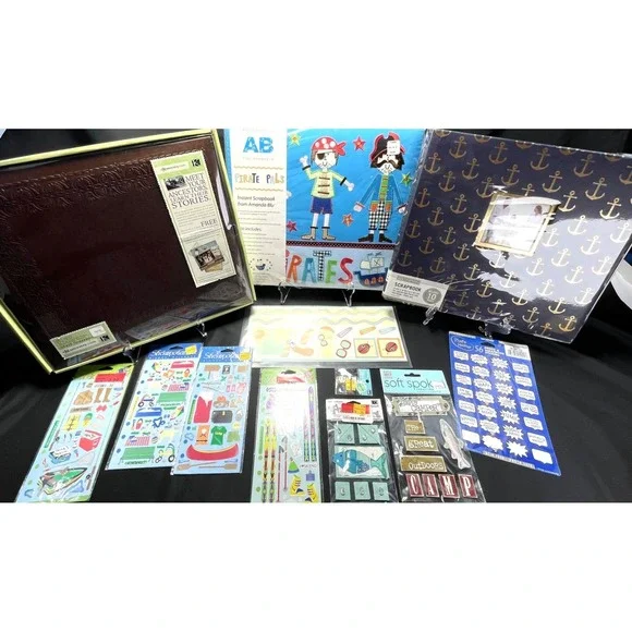 K & Company 12 x 12 Scrapbook 3 Album Lot Pirate Anchors Leather + more NEW