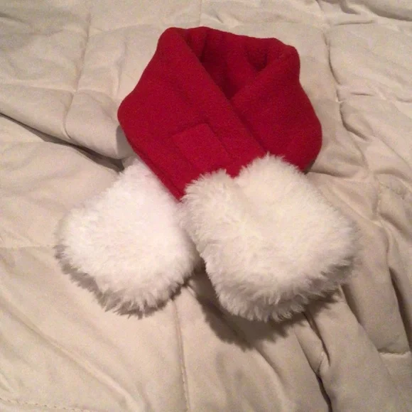 Plush Red and White Cat Scarf