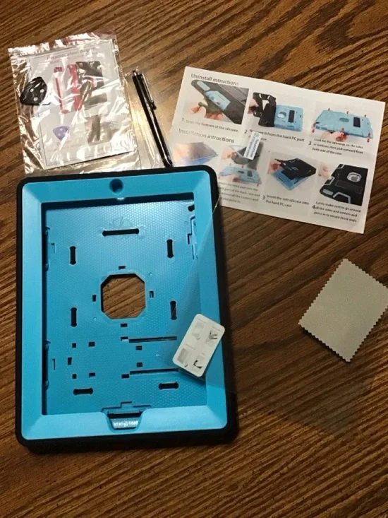 Blue ipad 2/3/4 shockproof military Case Shell with Black Trim & stand