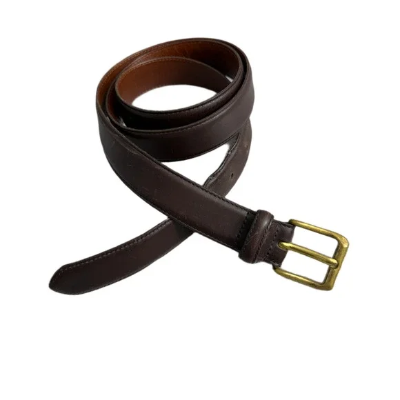 Coach Leather Belt Mens Size 42 Brown Brass Buckle Calfskin Distressed Casual