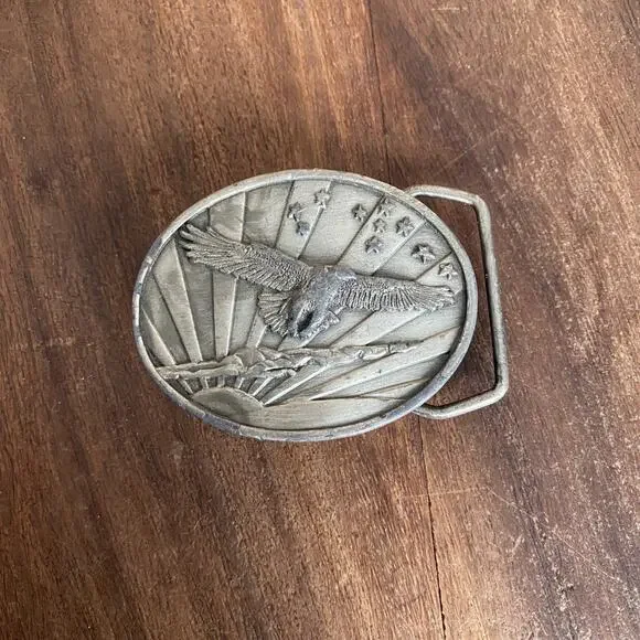 Eagle Flying Sky Belt Buckle Bergamot Brass Works USA Made 1984 Vintage