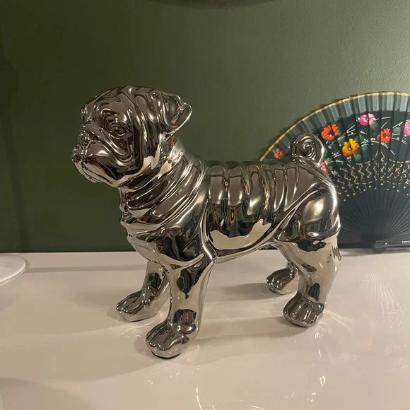 Silver Dog Mops Statue Figure Z Gallery