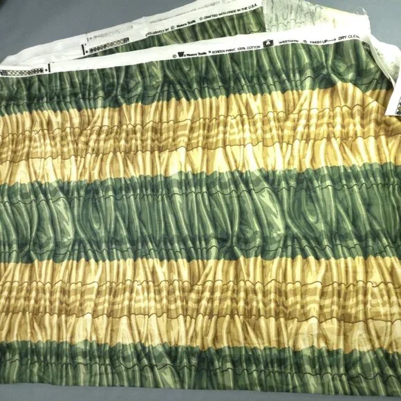 Western Textile Upholstery Fabric Green Gold Screen Print Stripe Tie Dye 2.5 yd