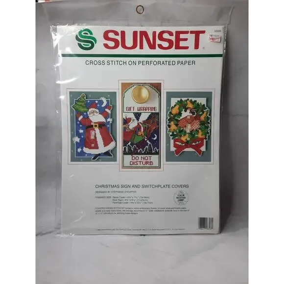 Vintage Dimensions Sunset Cross Stitch Kit Christmas Sign Switchplate Covers