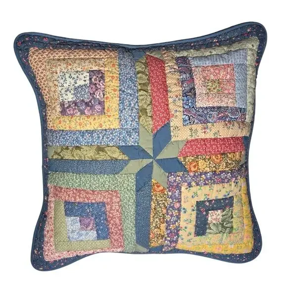 Patchwork Quilt Handmade Accent Throw Couch PILLOW Cottage Core
