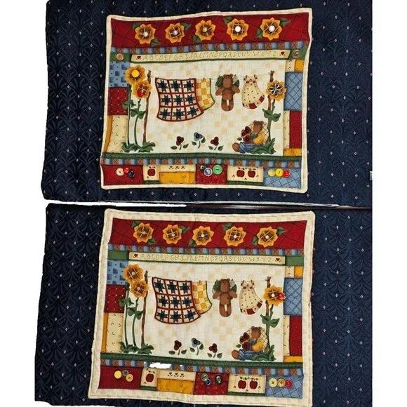 Handmade‎ 2PC Pillowcase Quilted Country Charm MFH Decor Leslie Black Cranston