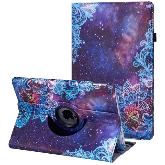 Rotating Case For IPad 9.5” In Galaxy Flower