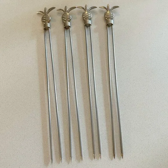 4 Metal Pineapple Meat Skewers - NWOT
