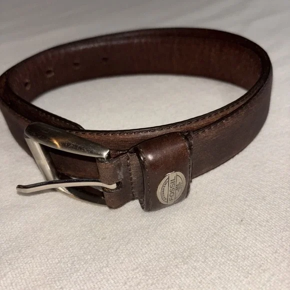 Fossil Genuine Leather Brown Dress Belt - MB2059 Men's Size 34/36 Casual