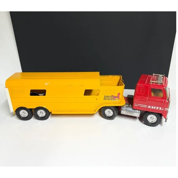 Vintage Ertl International‎ Transtar II Semi Truck Vista Dome Horse Van Trailer