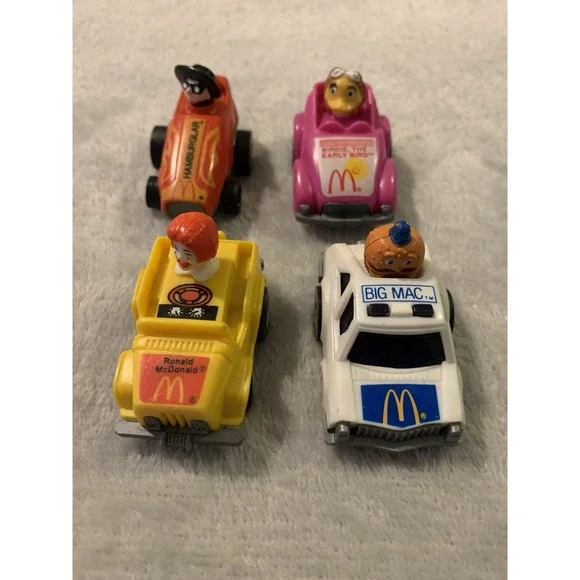 Vintage 1980's McDonald's Happy Meal Lot of‎ 4 Pull Back Cars. Pre-owned. Used