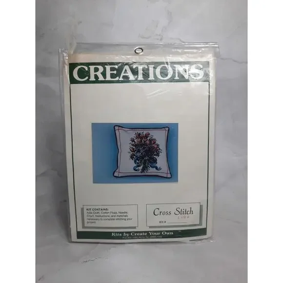 Create Your Own Creations Counted Cross Stitch Kit Violets Roses Pillow Cover