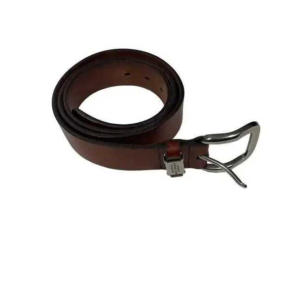 Roundtree & Yorke Full Grain‎ Leather Men’s Belt Brown Silver Buckle 100/40