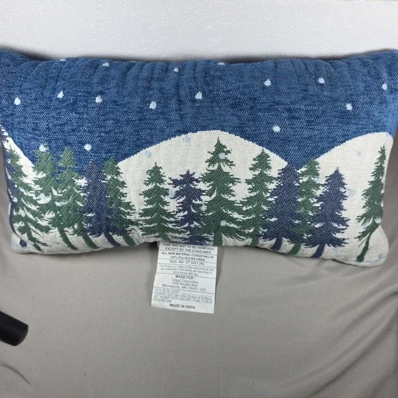 New Room Essentials Toss Throw Pillow Green Blue Trees size 12x20