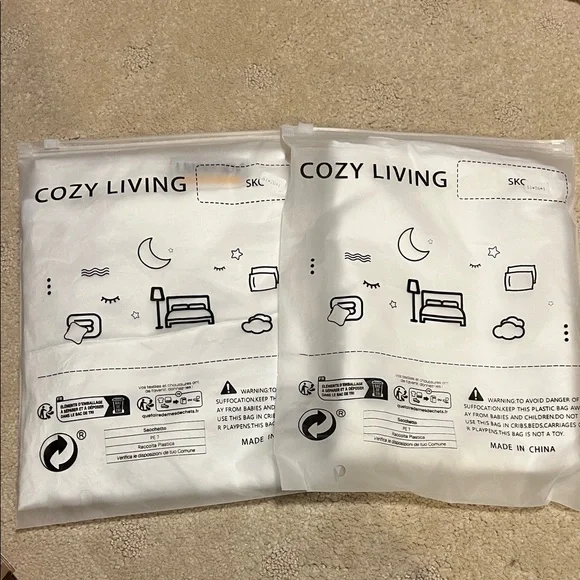 New Cozy Living 2 White Silk/Satin Like Pillowcases 51x76