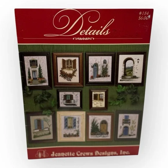 1999 Jeanette Crews Designs #184 Details Cross Stitch Booklet Windows Doors