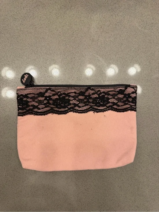Ipsy Pink Lace Makeup Bag Cosmetic Pouch Zip Clutch Travel Case Like New