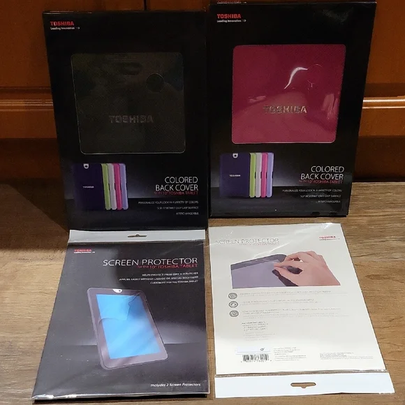 NWT: 2 Toshiba Back Covers & 2 Packages Screen Protectors For 10