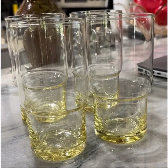 Elegant Yellow Glass Tumbler Set