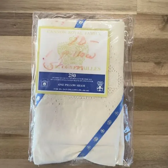 Court Of Versailles‎ Cannon Royal STANDARD Pillow Sham Ivory Embroidered NOS