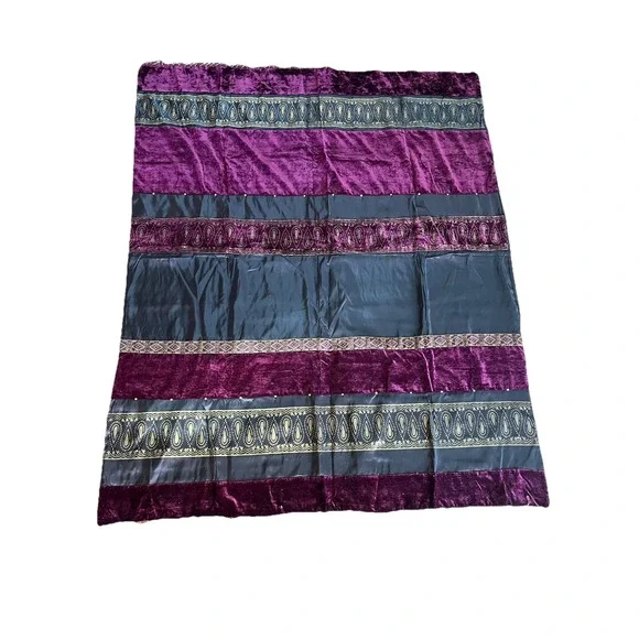 NWOT Purple Global Marrakesh Patchwork Throw 50x60 w Matching Pier 1 Pillow