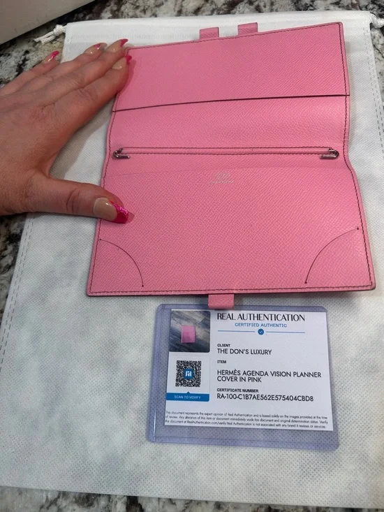 Hermes Pink Agenda Vision Planner Cover with COA
