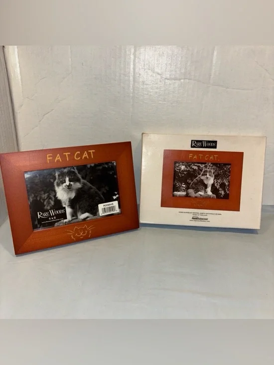 Rare Woods Picture Photo Frame Burnes of Boston Holds 4x6 Pic “Fat Cat”2000