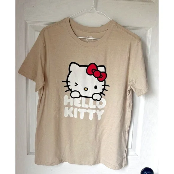 Hello Kitty & Frends T-Shirt Sanrio Unisex Large Tee‎ Tan NWOT 2024 Cartoon BxK