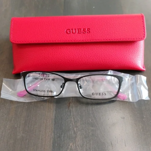 Guess Girls Black Eyeglass Frames with Red Case New