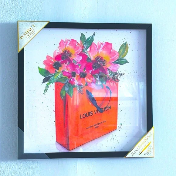 ✨ LV SHOPPING BAG ART GLASS FRAME ARTWORK BOUJEE DECOR ✨