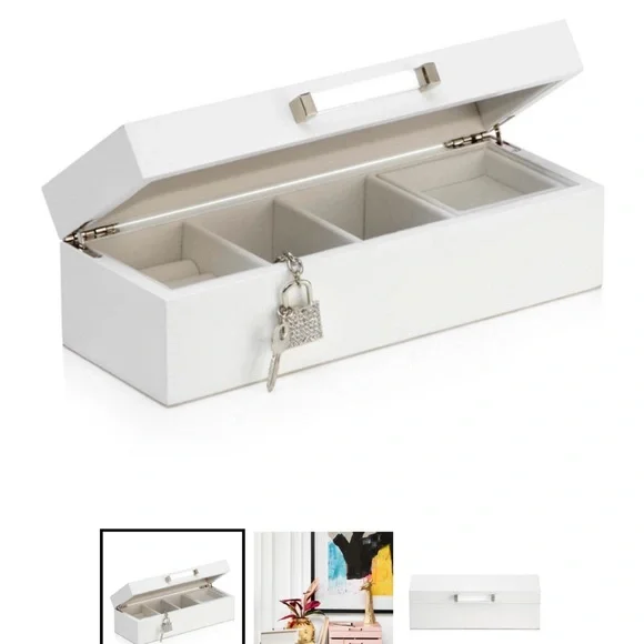 Elegant White Jewelry Box with Lock