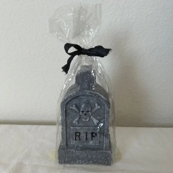 Halloween Headstone Graveyard Wax Candle NEW