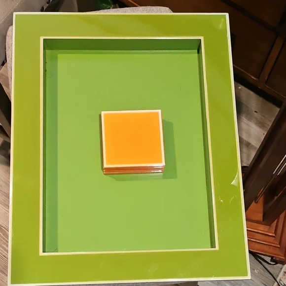 Green and Orange Decorative Tray Set