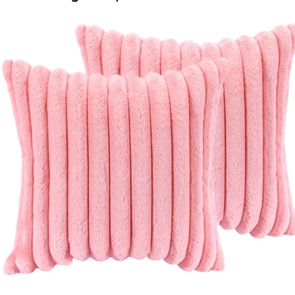 Luxurious Pink Plush Pillow Covers NEW 18x18