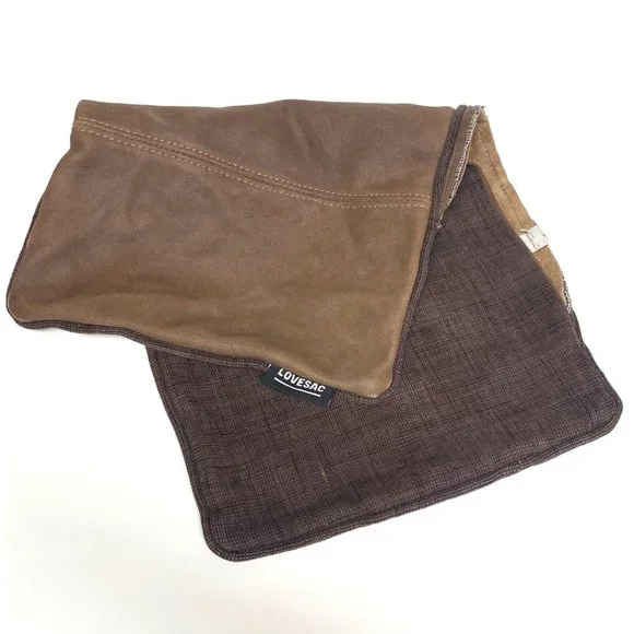 Lovesac‎ brown pillow case cover (needs new zipper) leather/polyester