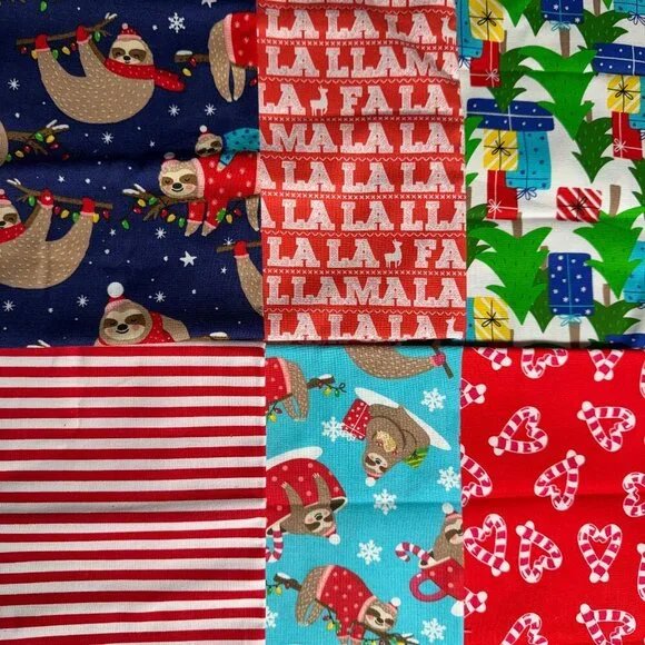 6 Fat Quarters Quilt Fabric Christmas #39