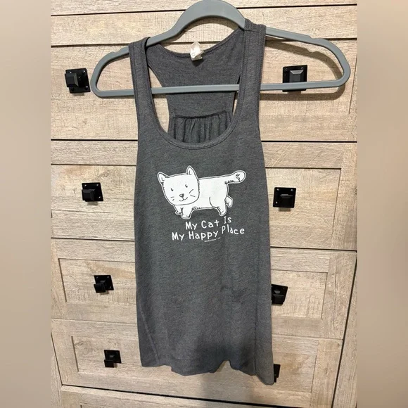 Cat Graphic Tank Top - My Cat Is My Happy Place