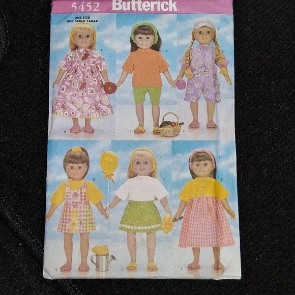 Butterick 5452 Doll Clothes Sewing Pattern‎ 18 inch Doll Contemporary Wardrobe