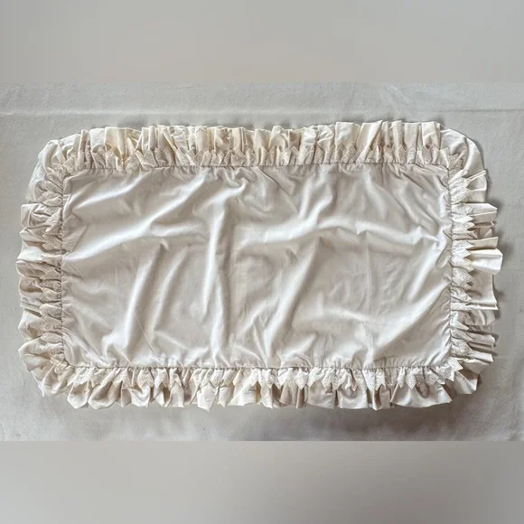 Vintage Custom Cottagecore Muslin & Eyelet King Pillow Shams (2 Unused Shams)